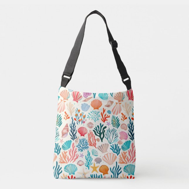 Bolsa Ajustável Colorida Seashell de Coral Tropical de Verão (Frente)