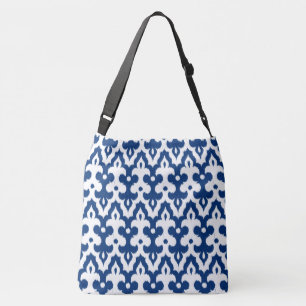 Bolsa Ajustável Cor damasco, azuis cobaltos & branco de Ikat do
