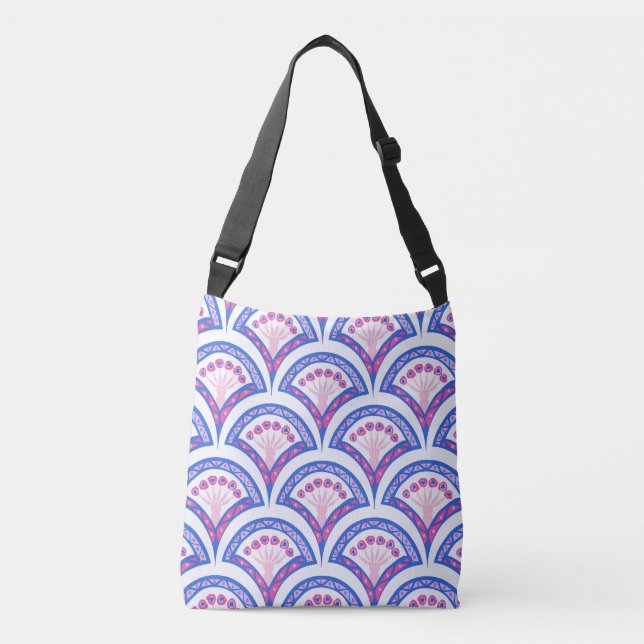 Bolsa Ajustável cor damasco floral azul (Frente)