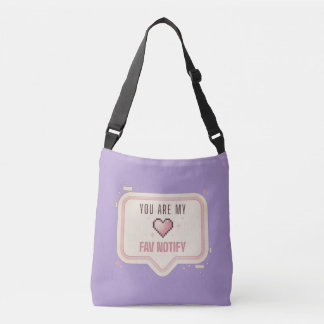 Bolsa Ajustável Coração de Pixel Kawaii "Você É Minha Notificação 