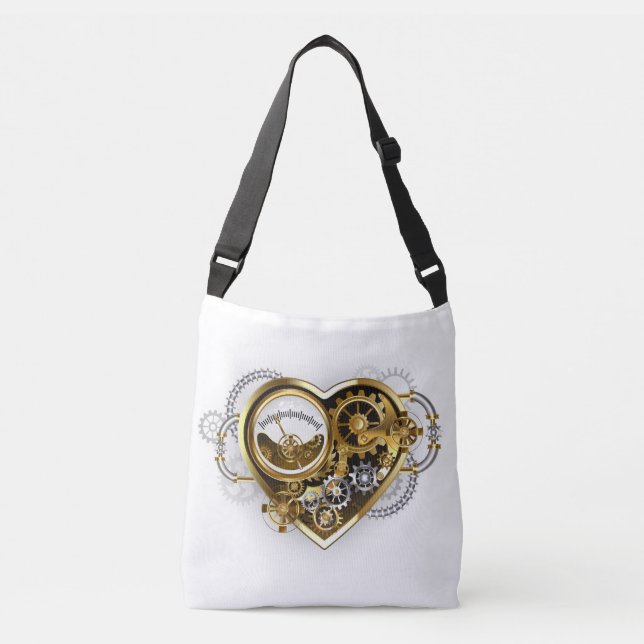 Bolsa Ajustável Coração Steampunk com Manômetro (Frente)