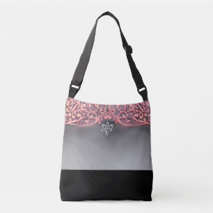 Bolsa Ajustável Corações cor-de-rosa com Fleur de prata di lis