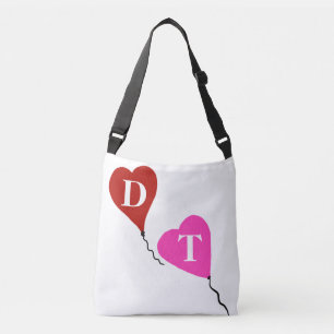 Bolsa Ajustável Corações do Monograma Vermelho Rosa