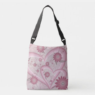 Bolsa Ajustável Corações e Flores Cor-de-Rosa Abstratos Arte Fract