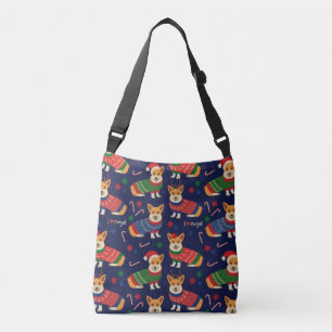 Bolsa Ajustável Corgis de Natal: Ilustração Vintage Festiva.