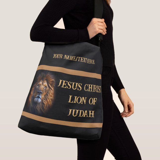 Bolsa Ajustável Corpo Cruzado Personalizado Saco Jesus Cristo Leão (Close Up)