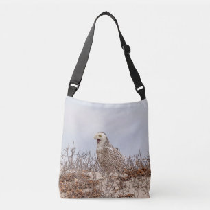 Bolsa Ajustável Coruja de neve sentada na praia