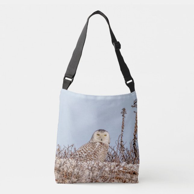 Bolsa Ajustável Coruja de neve sentada na praia (Frente)
