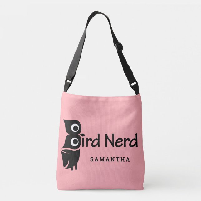 Bolsa Ajustável Coruja-Nerd-pássaro rosa (Verso)