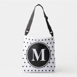 Bolsa Ajustável Cota de Bolinhas Pretas Branco Monograma