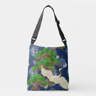 Bolsa Ajustável Crane azul Kimono padrão inspirado no tecido japon