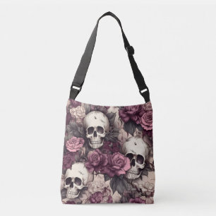 Bolsa Ajustável Crânios Góticos Caem Florais Dark Halloween