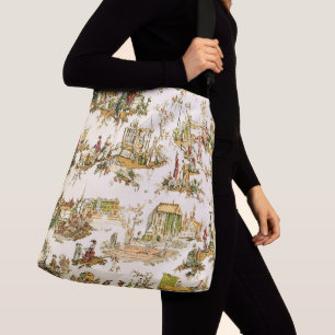 Bolsa Ajustável Creme francês Toile Chinoiserie Estilo Russo
