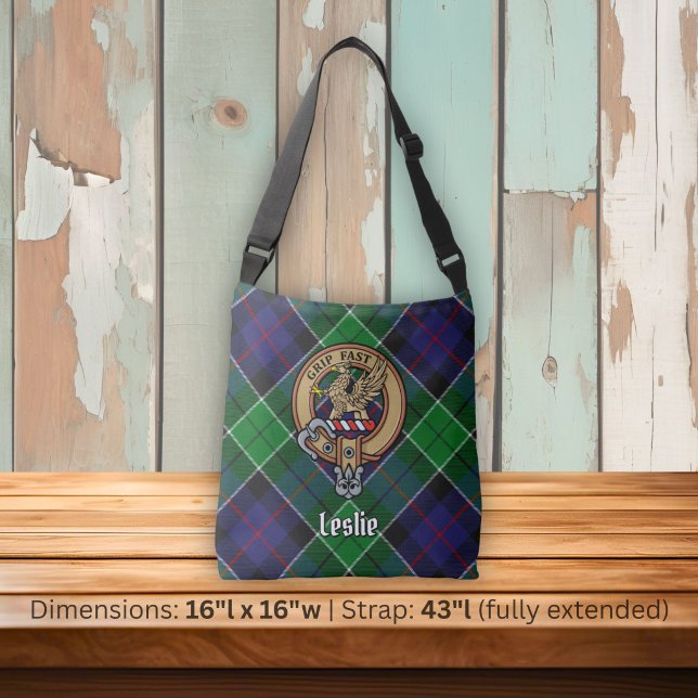 Bolsa Ajustável Crest do Clã Leslie sobre Tartan de Caça (Criador carregado)