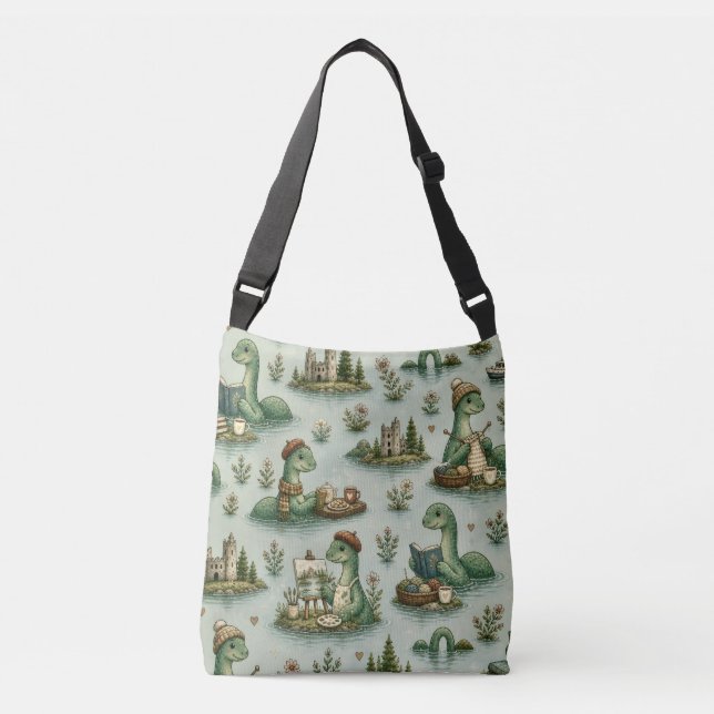 Bolsa Ajustável Criptídeos Aconchegantes Nessie Monstro do Lago Ne (Frente)
