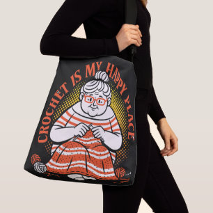 Bolsa Ajustável Crochet É Meu Lugar Feliz – Avó Alegre