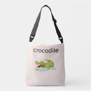 Bolsa Ajustável Crocodilo Editável & Caligrafia em Marfim