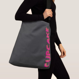 Bolsa Ajustável Cupcake Rosa Texto Personalizado Preto