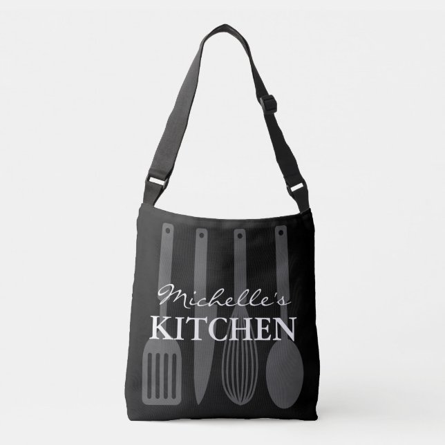 Bolsa Ajustável Custom cross body bag with kitchen utensils design (Frente)