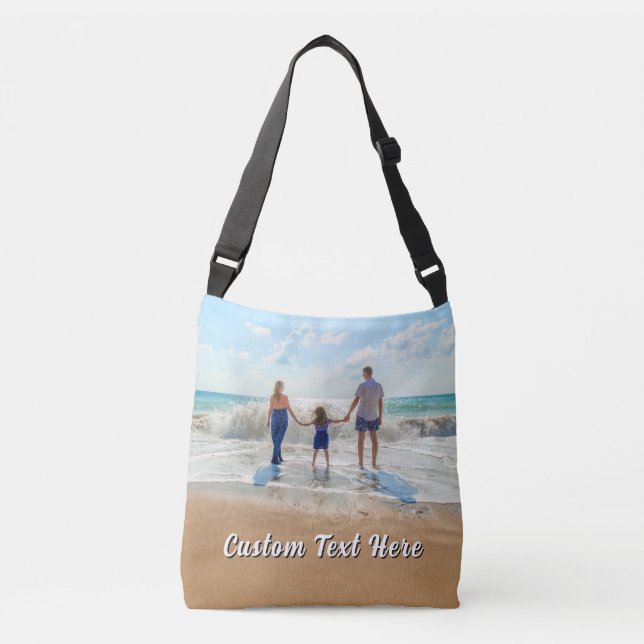 Bolsa Ajustável Custom Photo Crossbody Bag Personalized Text (Frente)