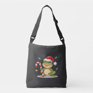 Bolsa Ajustável Cute Christmas Frog With Candy Cane - Funny Holida