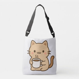 Bolsa Ajustável Cute Coffee Cat Kawaii Cozy Aesthetic Design