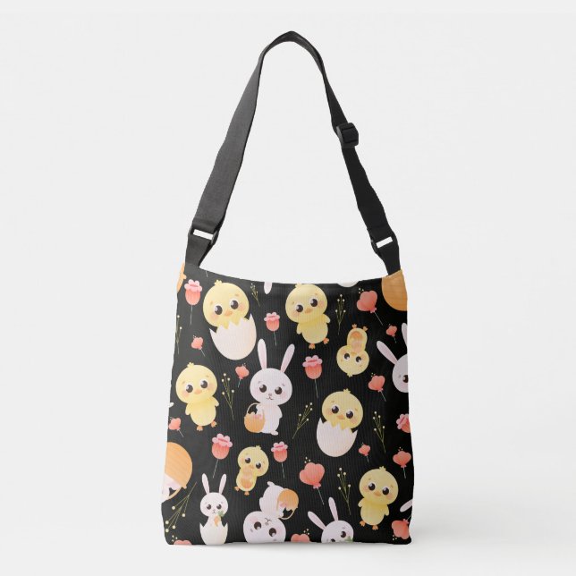 Bolsa Ajustável Cute Easter Chicks & Bunnies Seamless Pattern  Orn (Frente)