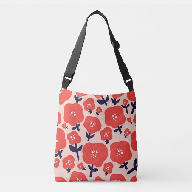 Bolsa Ajustável Cute Floral Seamless Pattern – Red Spring Flowers  (Frente)