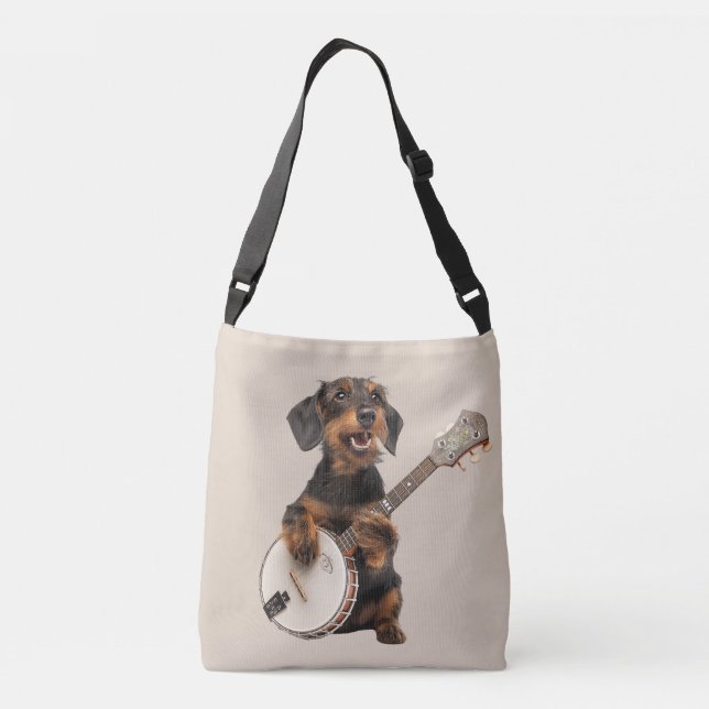 Bolsa Ajustável Dachshund Cabelo-Fio-Frio Cute Joga Banjo (Verso)