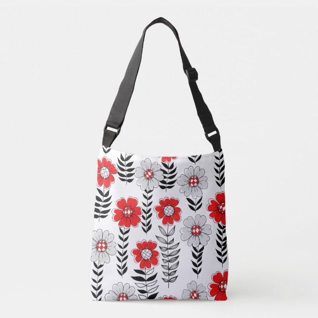 Bolsa Ajustável Daisy rabiscos em vermelho e preto (Frente)