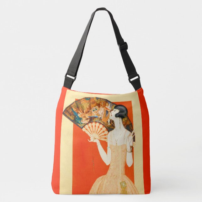 Bolsa Ajustável dama de arte deco com fã (Frente)