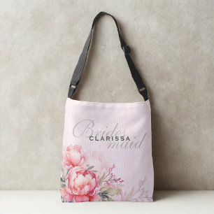 Bolsa Ajustável Dama de Honra   Peônia Rosa e Verde Salvia