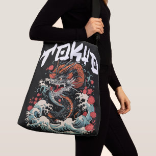Bolsa Ajustável Dança do Dragão Paisagem Marítima Retro Japonesa