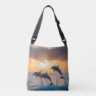 Bolsa Ajustável Dançando no Crepúsculo: Três Golfinhos Saltando