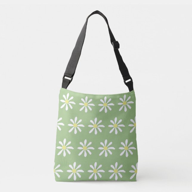 Bolsa Ajustável DaTECY Daisy Crossbody Bag (Sage Green & White) (Frente)