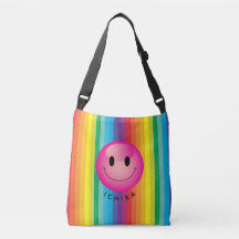 Decora Kei Rainbow Striped Emoji Face Sorridente
