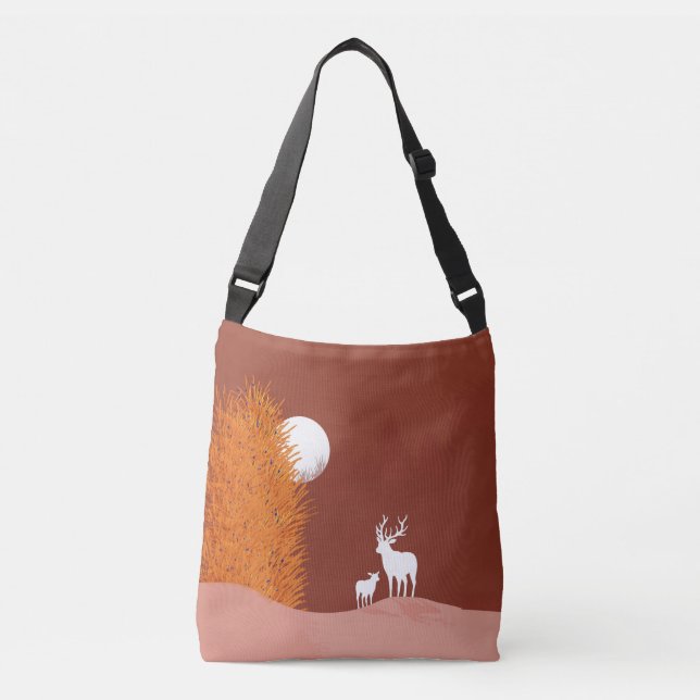 Bolsa Ajustável Deer on Moon Lit Hill (Frente)