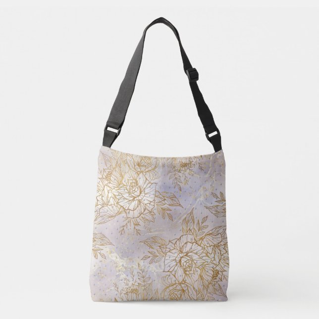 Bolsa Ajustável Desenho Dourado da linha de Rosa Elegante (Frente)