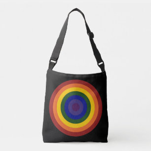 Bolsa Ajustável Design colorido arco-íris do Bullseye no preto