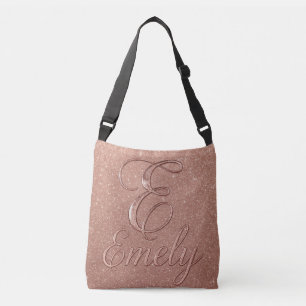 Bolsa Ajustável Design de nome de brilho Dourado do Rosa personali