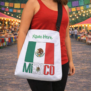 Bolsa Ajustável Design de Nome Personalizado da Bandeira do México