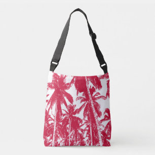 Bolsa Ajustável Design de Palmeiras Tropicais em Vermelho e Branco