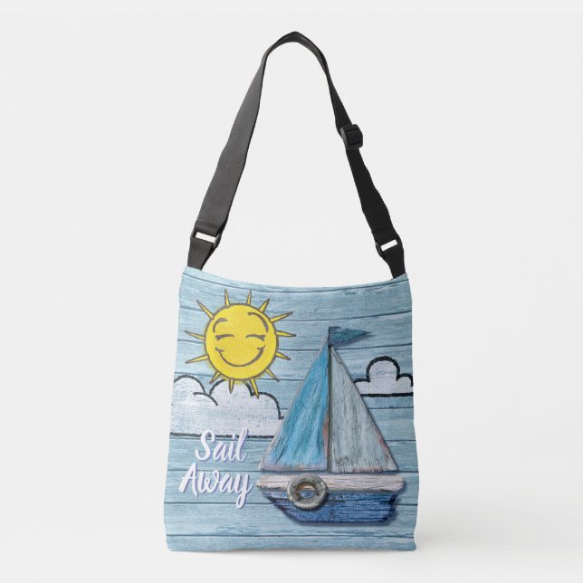 Bolsa Ajustável Design de praia de Driftwood Yacht cruzou a bolsa. (Frente)