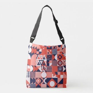 Bolsa Ajustável Design de Retro Bauhaus, geométrico colorido.