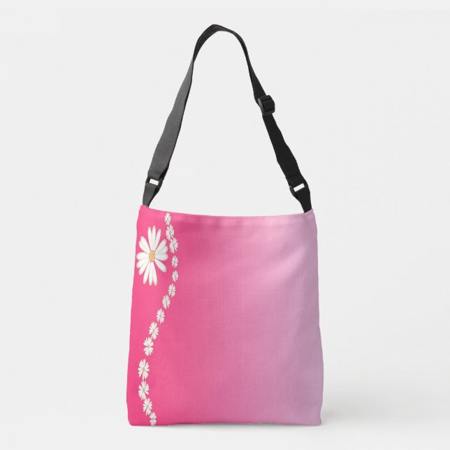 Bolsa Ajustável Design Floral Estético Gradiente de Margarida Rosa (Verso)
