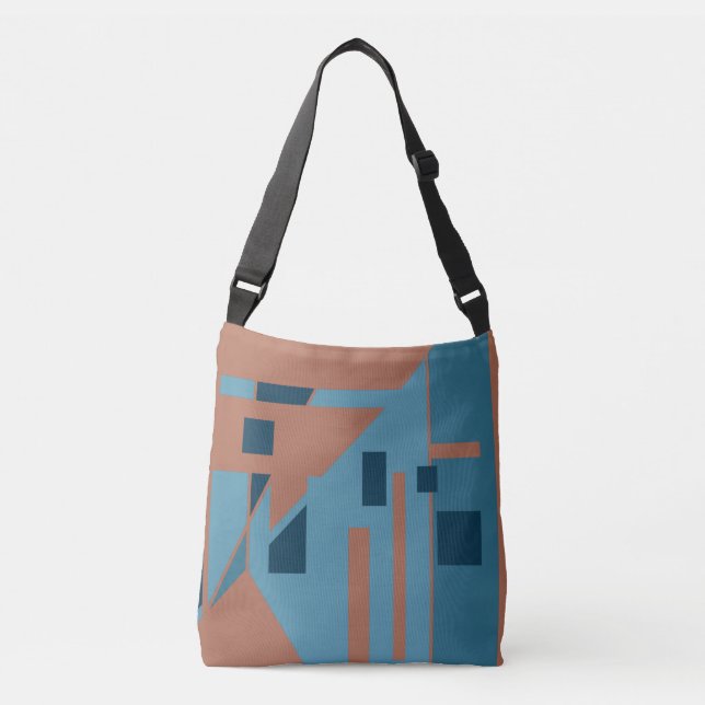 Bolsa Ajustável Design Geométrico de Sombras Azuis Tan Inspirado M (Frente)