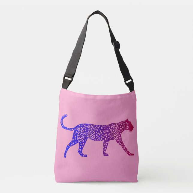 Bolsa Ajustável design-leopardo-rosa-azul incrível (Frente)