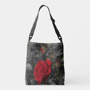 Bolsa Ajustável Deslocamento do rosa vermelha Bloom na cinza escur