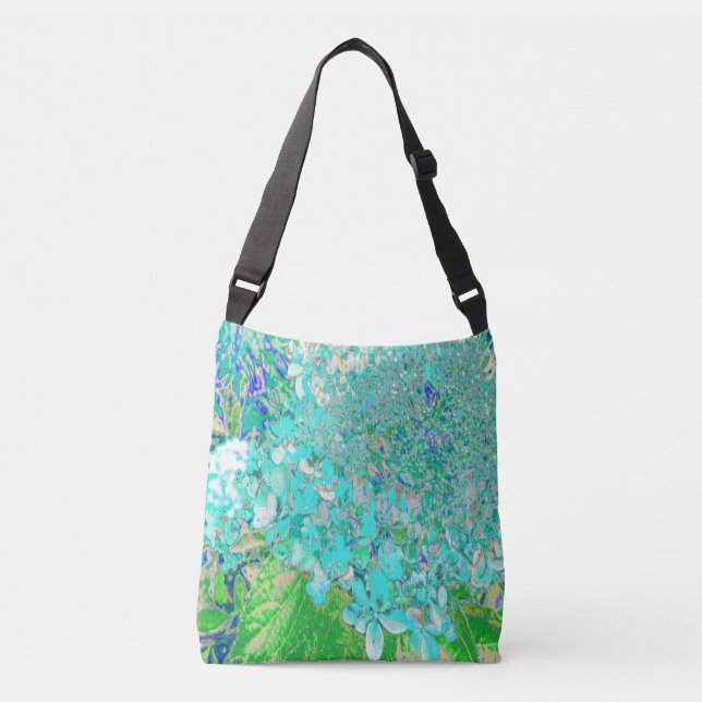 Bolsa Ajustável Detalhe de Hortênsia Elegante Aqua e Verde Limelig (Frente)