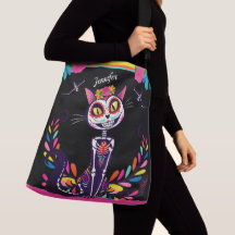 Dia da Morte - Colorido Pássaro Sugarcat - preto